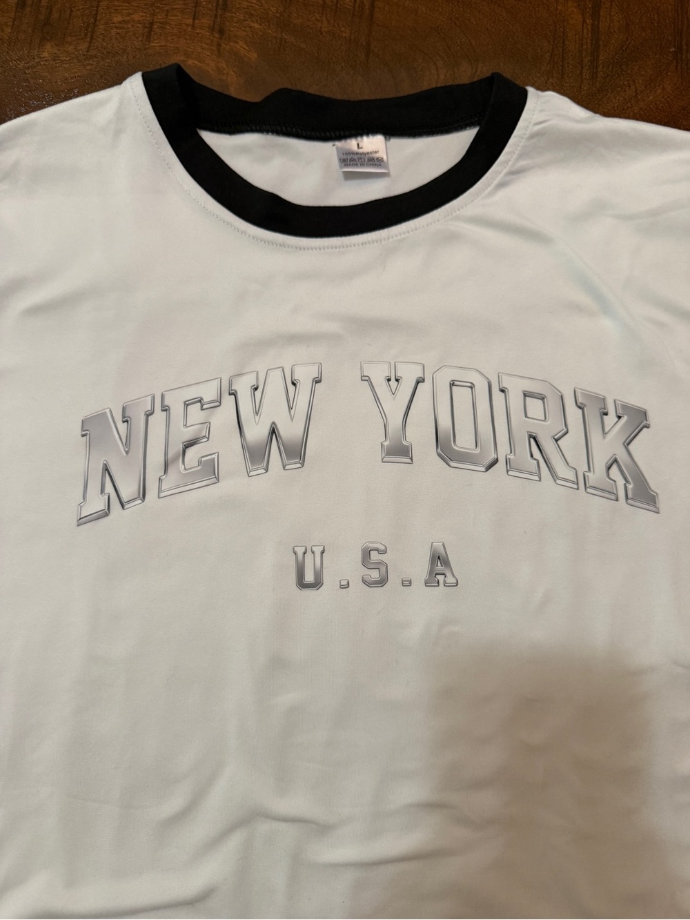 New York USA Ringer Tee - White with Black Trim